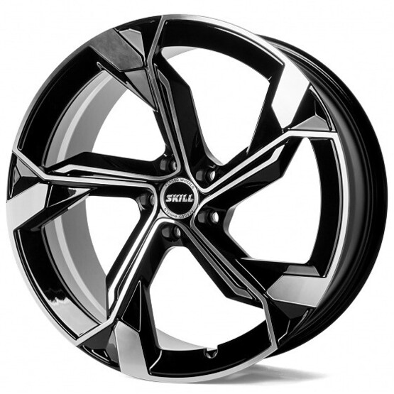 Диск Skill Sl089 21x9.50 5x112 ET31 DIA66.50 ЧЁРНЫЙ ГЛЯНЦЕВЫЙ + ПОЛИРОВАННЫЕ СПИЦЫ